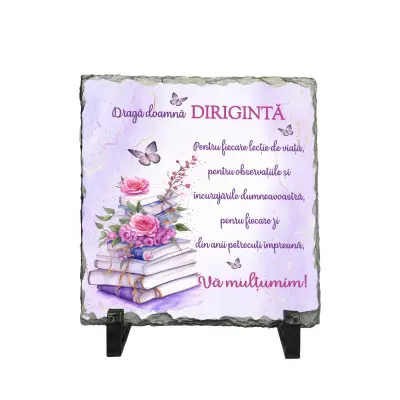 Draga doamna diriginta, piatra ardezie personalizata, cu mesaj model, pa126